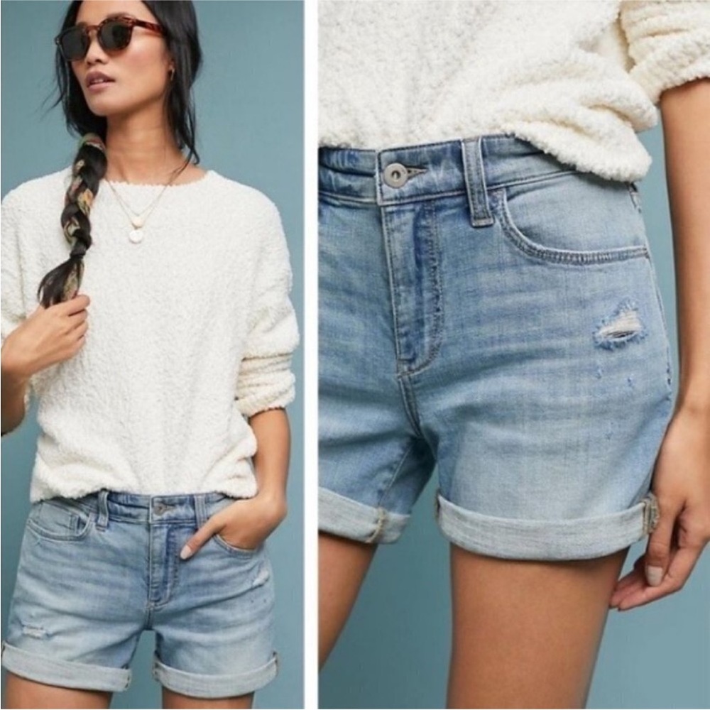 Pilcro Mid-Rise Slim Boyfriend Denim Shorts